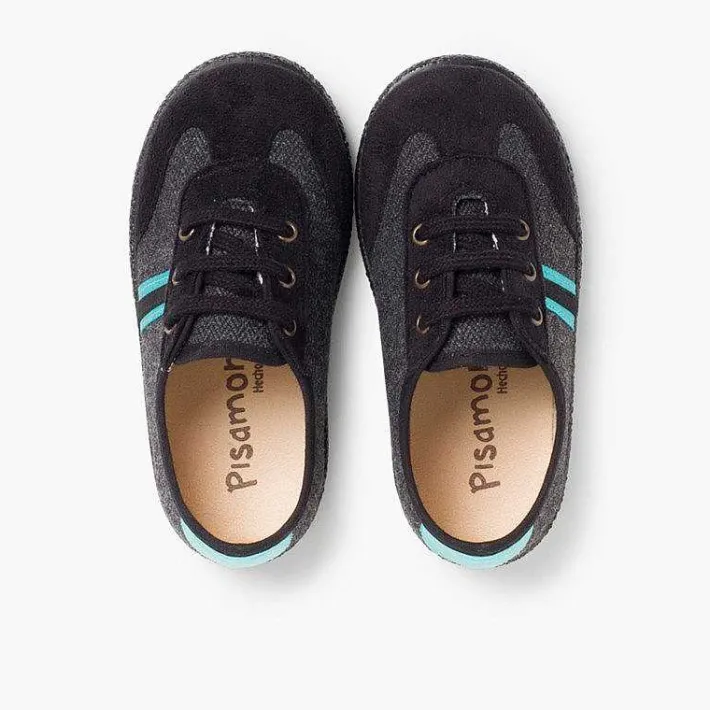 Pisamonas Trainers>Faux Suede Herringbone Trainers Two Laces