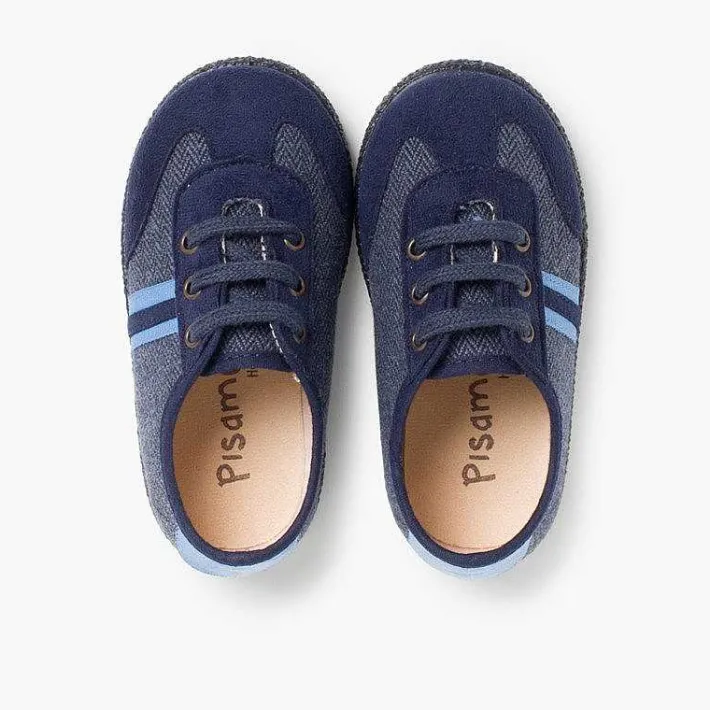Pisamonas Trainers>Faux Suede Herringbone Trainers Two Laces