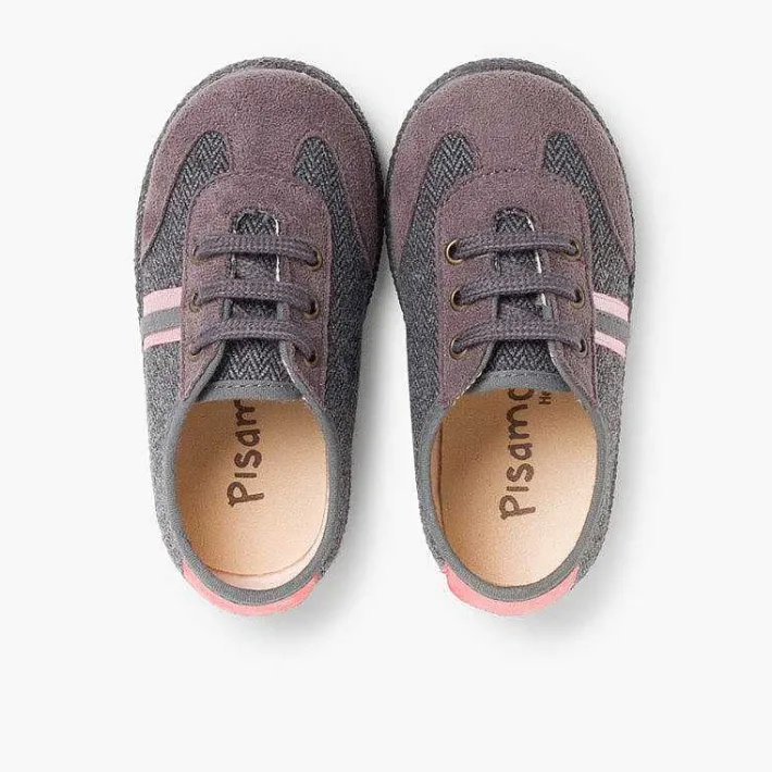 Pisamonas Trainers>Faux Suede Herringbone Trainers Two Laces