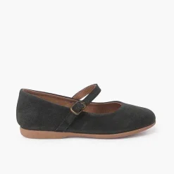 Pisamonas Mary Janes>Flat Suede Dress Shoes With Fine Buckle Fastening