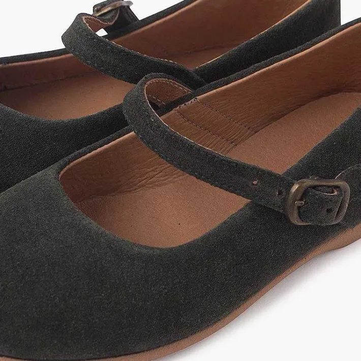 Pisamonas Mary Janes>Flat Suede Dress Shoes With Fine Buckle Fastening
