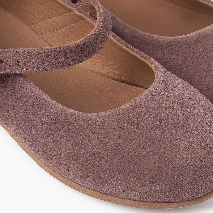 Pisamonas Mary Janes>Flat Suede Dress Shoes With Fine Buckle Fastening