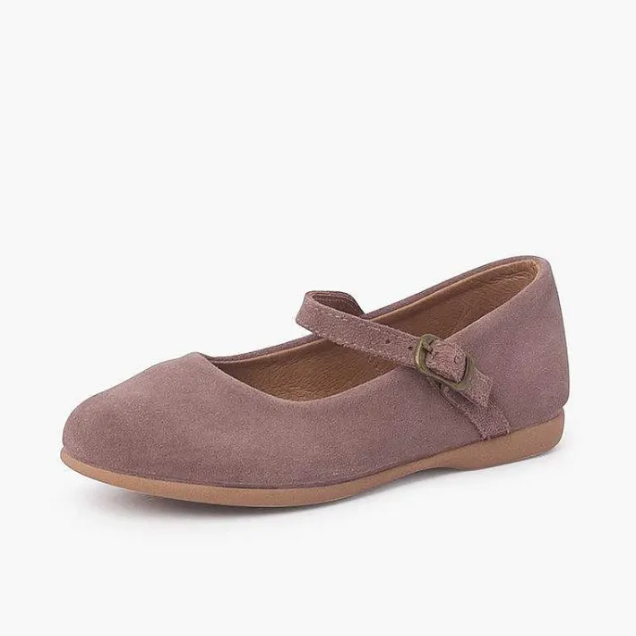 Pisamonas Mary Janes>Flat Suede Dress Shoes With Fine Buckle Fastening