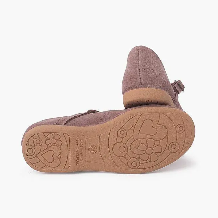 Pisamonas Mary Janes>Flat Suede Dress Shoes With Fine Buckle Fastening