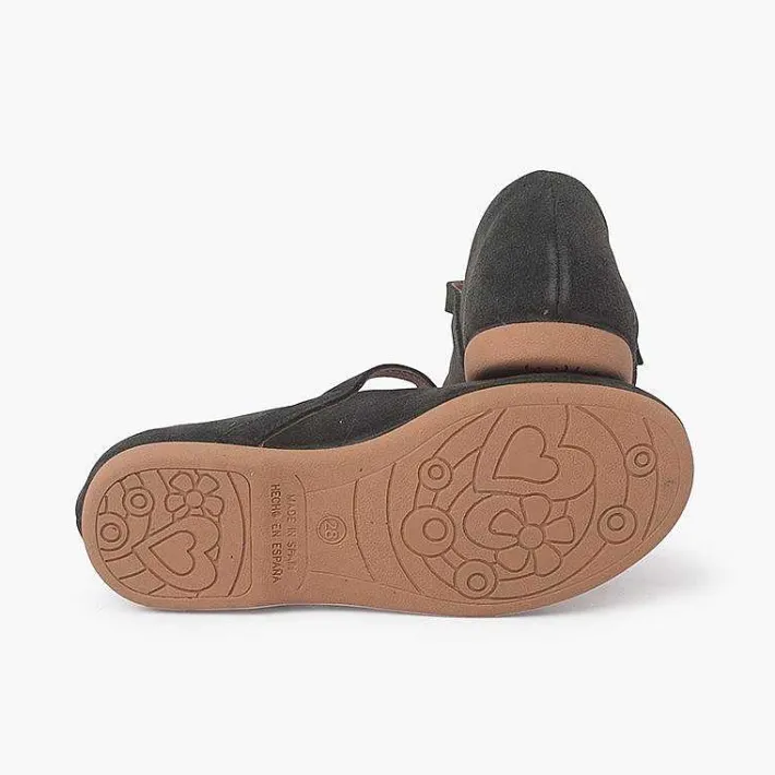 Pisamonas Mary Janes>Flat Suede Dress Shoes With Fine Buckle Fastening