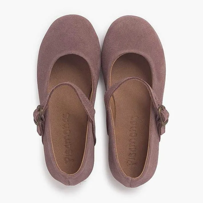 Pisamonas Mary Janes>Flat Suede Dress Shoes With Fine Buckle Fastening