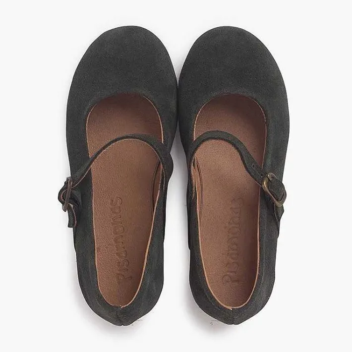 Pisamonas Mary Janes>Flat Suede Dress Shoes With Fine Buckle Fastening