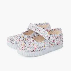 Pisamonas Mary Janes>Flower Print Mary Janes With Riptape Strap Colour Floral
