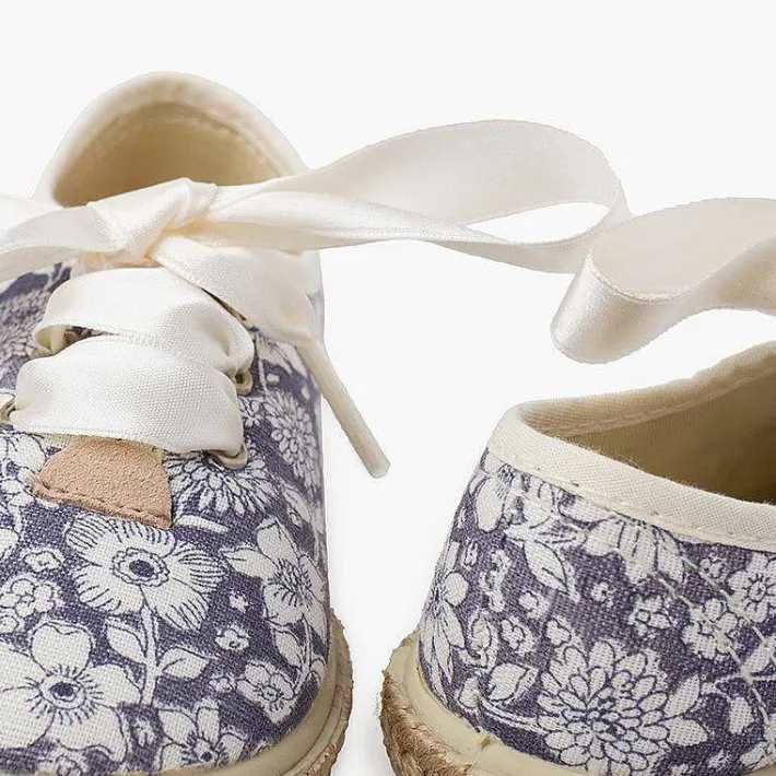 Pisamonas Espadrilles>Flowers And Jute Blucher With Satin Laces
