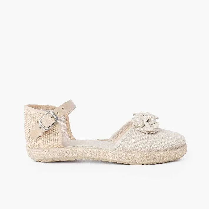 Pisamonas Espadrilles>Flowers Espadrille Sandal With Leather Strap