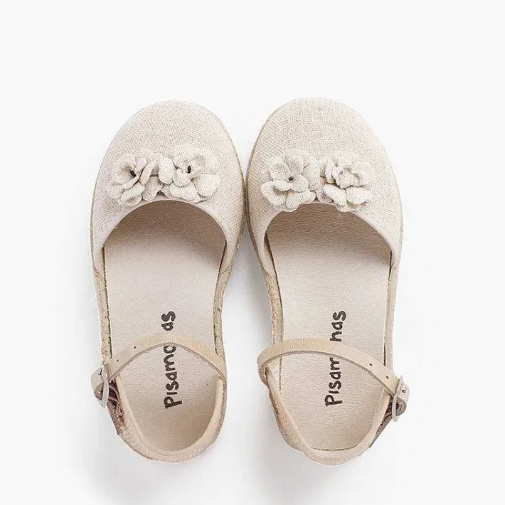 Pisamonas Espadrilles>Flowers Espadrille Sandal With Leather Strap
