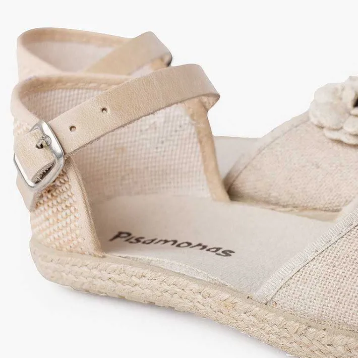 Pisamonas Espadrilles>Flowers Espadrille Sandal With Leather Strap