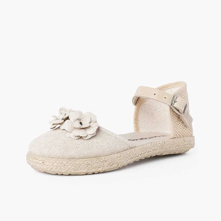 Pisamonas Espadrilles>Flowers Espadrille Sandal With Leather Strap