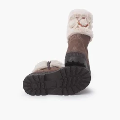 Pisamonas Boots>Fur Collar Geometric Embellishment Boots Colour Taupe