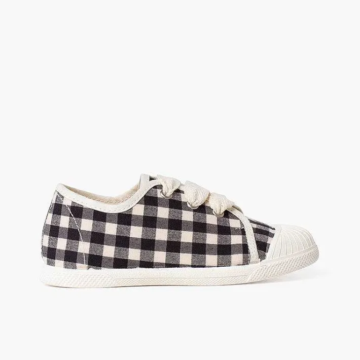 Pisamonas Trainers>Gingham Trainers With Laces And Rubber Toe Colour Black