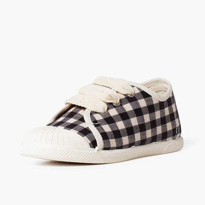 Pisamonas Trainers>Gingham Trainers With Laces And Rubber Toe Colour Black