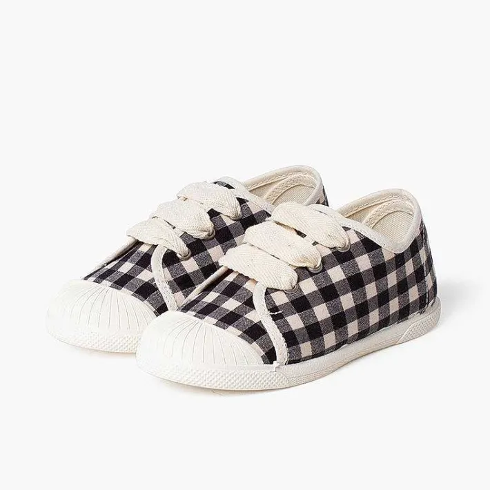 Pisamonas Trainers>Gingham Trainers With Laces And Rubber Toe Colour Black