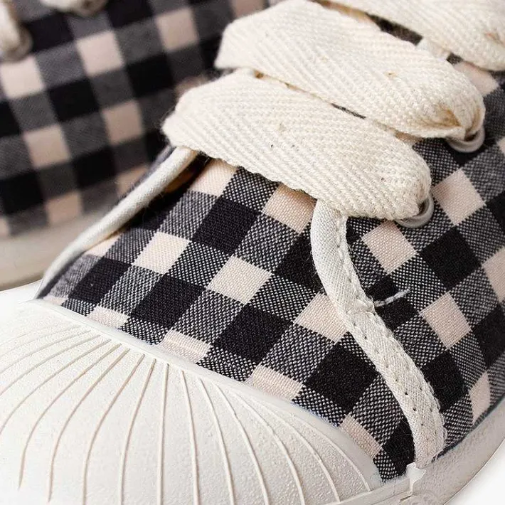 Pisamonas Trainers>Gingham Trainers With Laces And Rubber Toe Colour Black