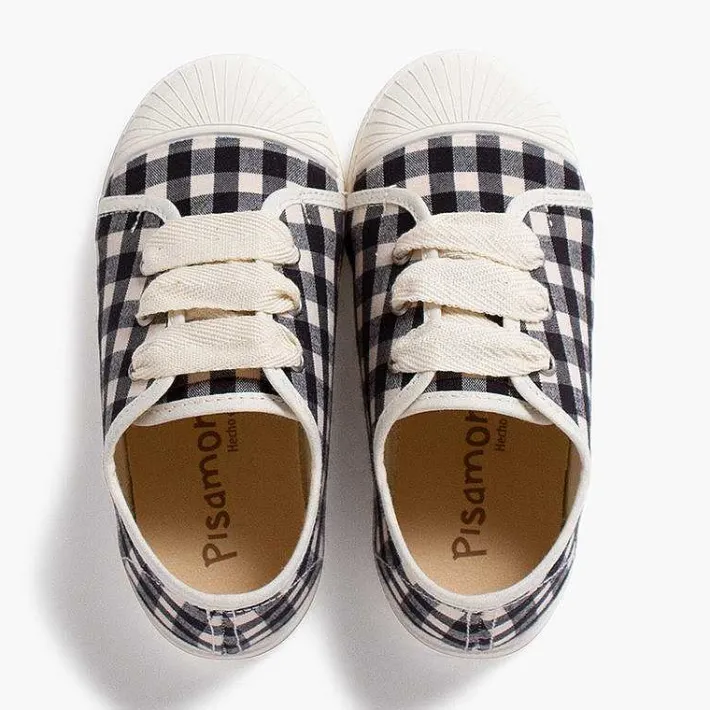 Pisamonas Trainers>Gingham Trainers With Laces And Rubber Toe Colour Black