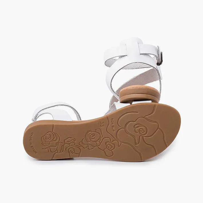 Pisamonas Sandals>Girl And Woman Leather Sandal Cross Strap Bracelet Buckle