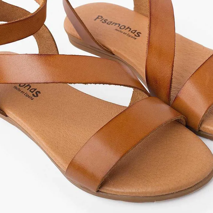 Pisamonas Sandals>Girl And Woman Leather Sandal Cross Strap Bracelet Buckle