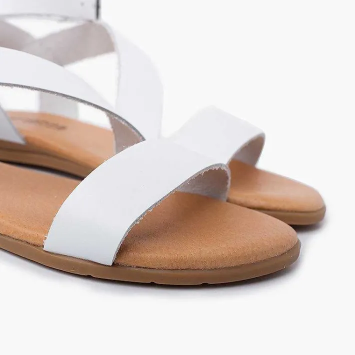Pisamonas Sandals>Girl And Woman Leather Sandal Cross Strap Bracelet Buckle