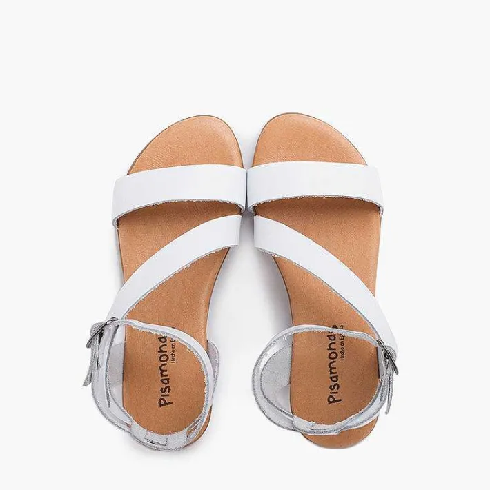 Pisamonas Sandals>Girl And Woman Leather Sandal Cross Strap Bracelet Buckle