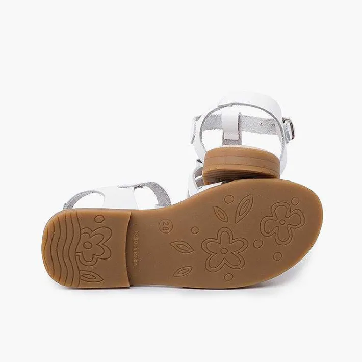 Pisamonas Sandals>Girl Leather Sandal With Buckle Closure