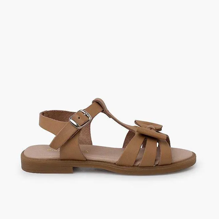 Pisamonas Sandals>Girl Leather Sandal With Buckle Closure
