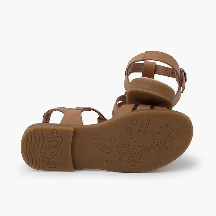 Pisamonas Sandals>Girl Leather Sandal With Buckle Closure