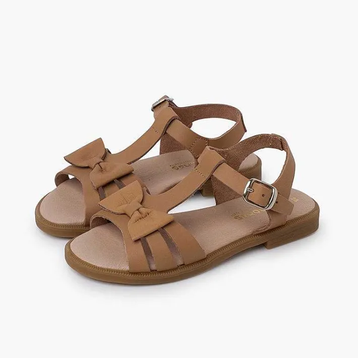 Pisamonas Sandals>Girl Leather Sandal With Buckle Closure