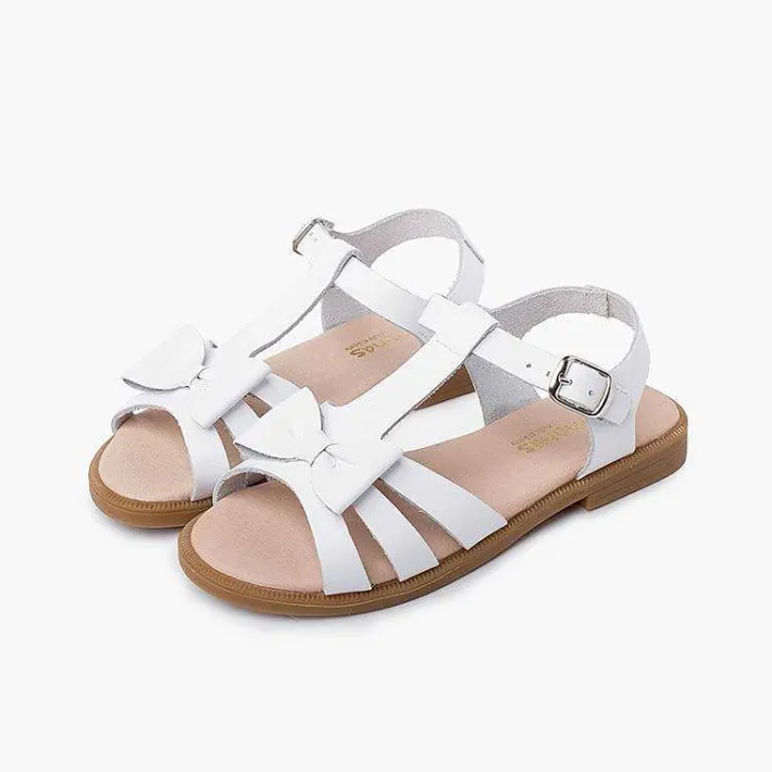 Pisamonas Sandals>Girl Leather Sandal With Buckle Closure