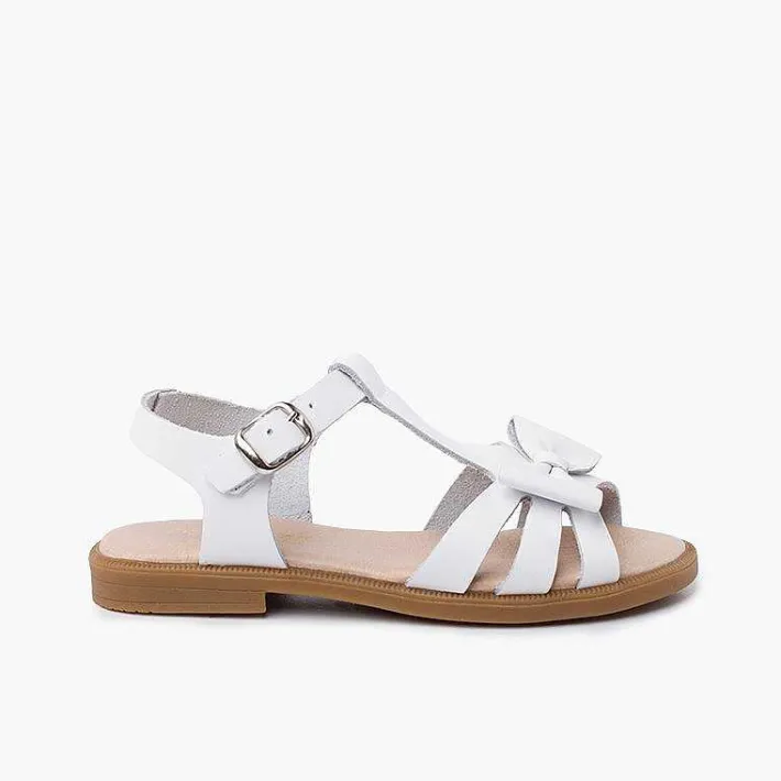 Pisamonas Sandals>Girl Leather Sandal With Buckle Closure