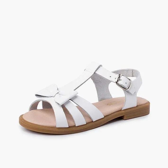 Pisamonas Sandals>Girl Leather Sandal With Buckle Closure