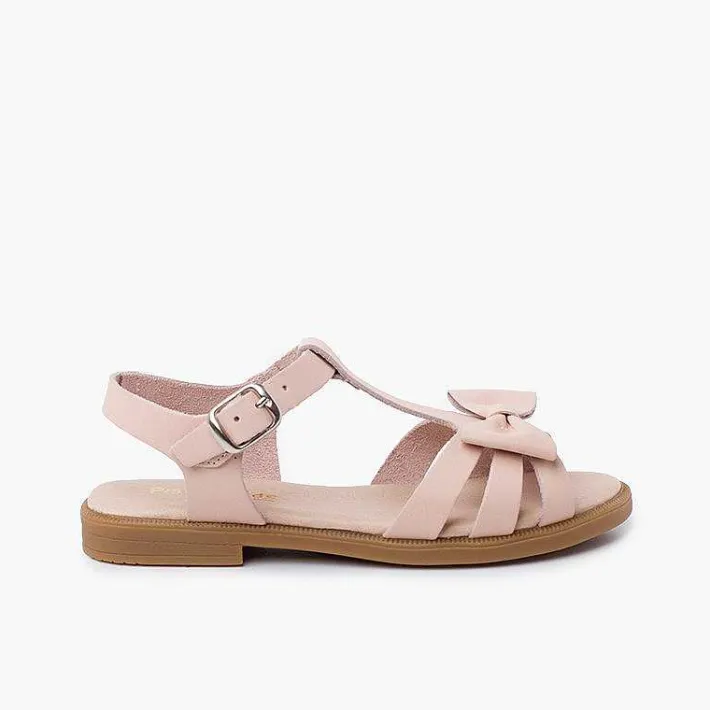 Pisamonas Sandals>Girl Leather Sandal With Buckle Closure