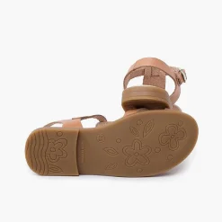 Pisamonas Sandals>Girl Leather Sandals With Buckle Closure Straps