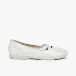 Pisamonas Communion Shoes>Girls Ballerinas Glitter Finish Ballet Style