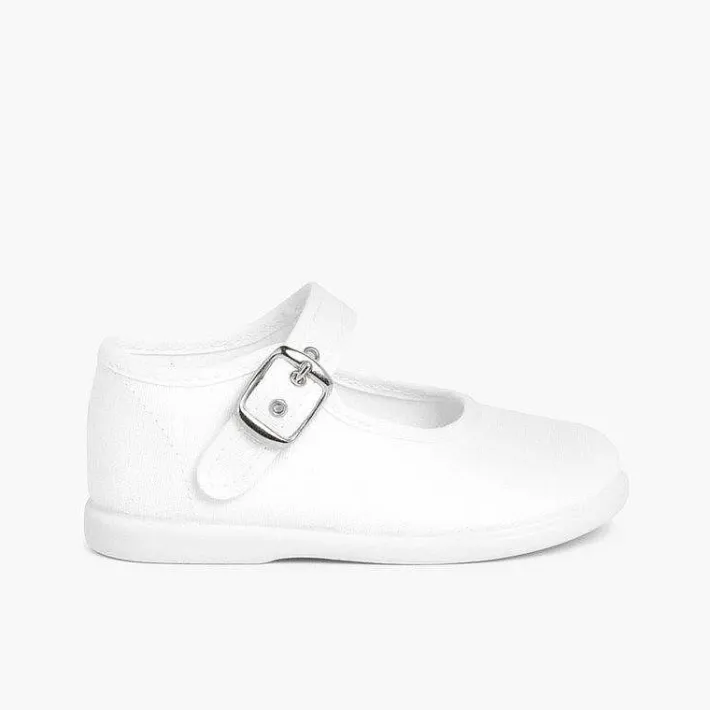 Pisamonas Mary Janes>Girls Buckle Up Canvas Mary Janes