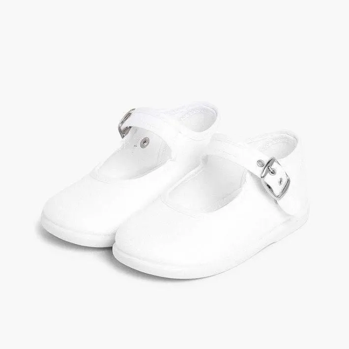 Pisamonas Mary Janes>Girls Buckle Up Canvas Mary Janes