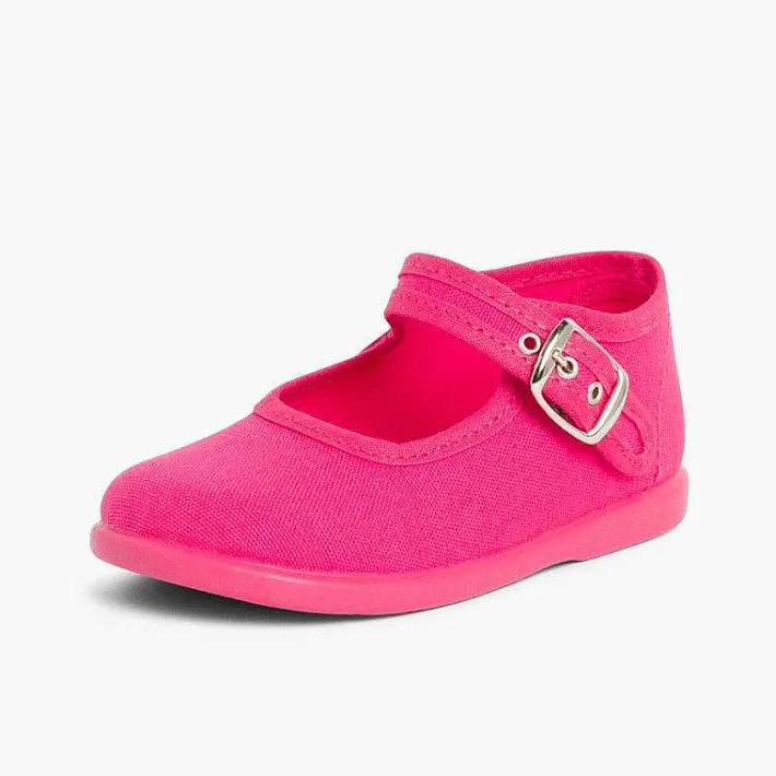 Pisamonas Mary Janes>Girls Buckle Up Canvas Mary Janes