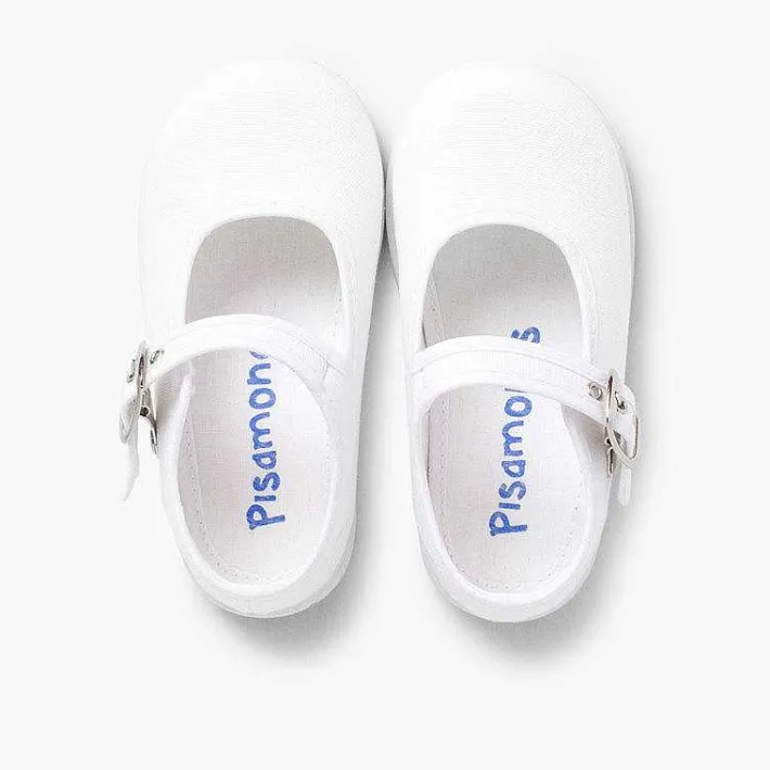 Pisamonas Mary Janes>Girls Buckle Up Canvas Mary Janes