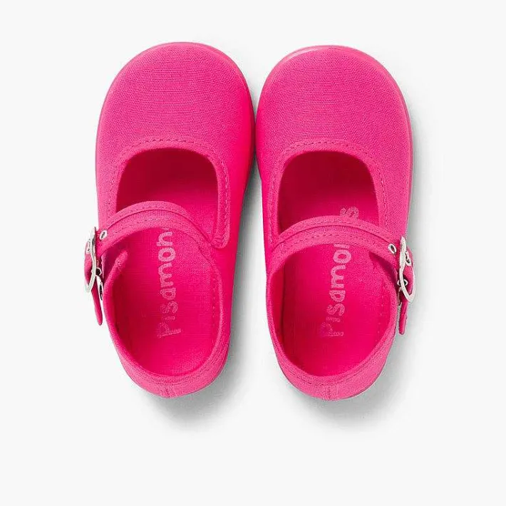 Pisamonas Mary Janes>Girls Buckle Up Canvas Mary Janes