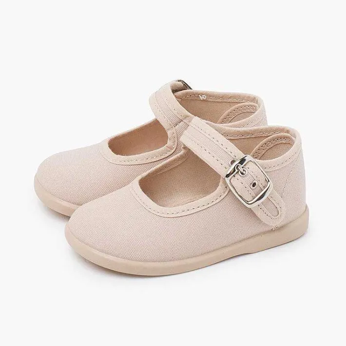 Pisamonas Mary Janes>Girls Buckle Up Canvas Mary Janes