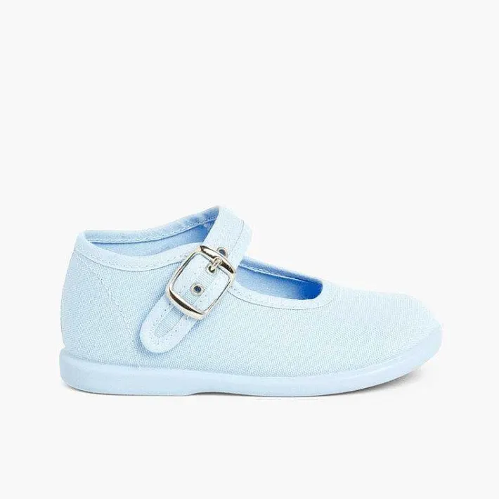 Pisamonas Mary Janes>Girls Buckle Up Canvas Mary Janes