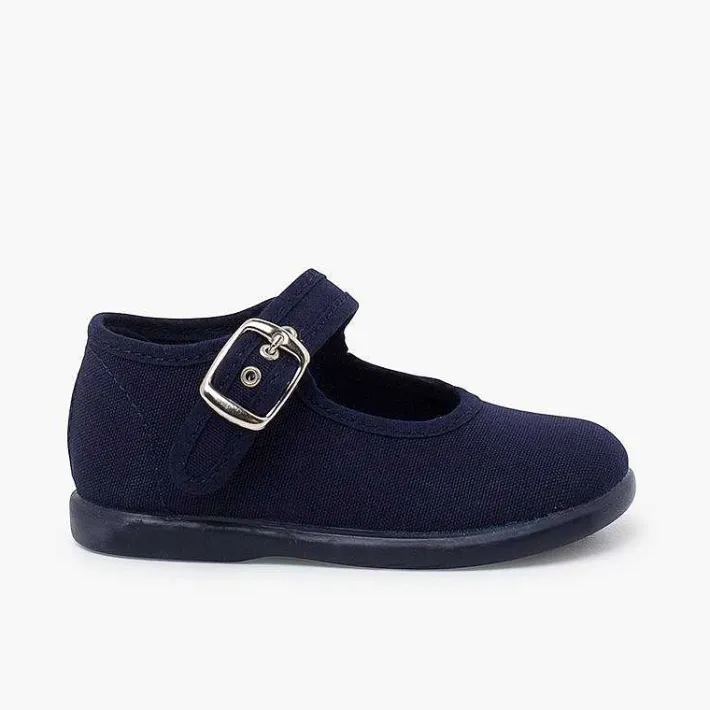 Pisamonas Mary Janes>Girls Buckle Up Canvas Mary Janes