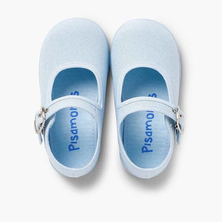 Pisamonas Mary Janes>Girls Buckle Up Canvas Mary Janes