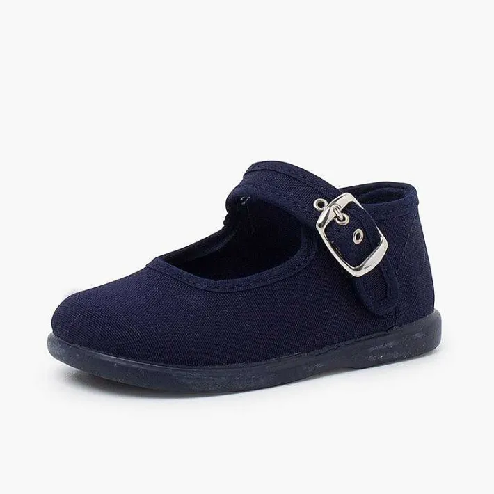 Pisamonas Mary Janes>Girls Buckle Up Canvas Mary Janes