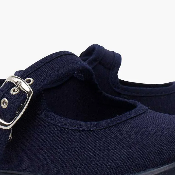 Pisamonas Mary Janes>Girls Buckle Up Canvas Mary Janes