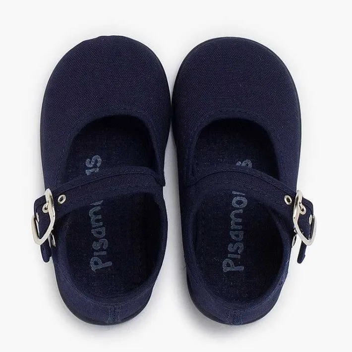 Pisamonas Mary Janes>Girls Buckle Up Canvas Mary Janes