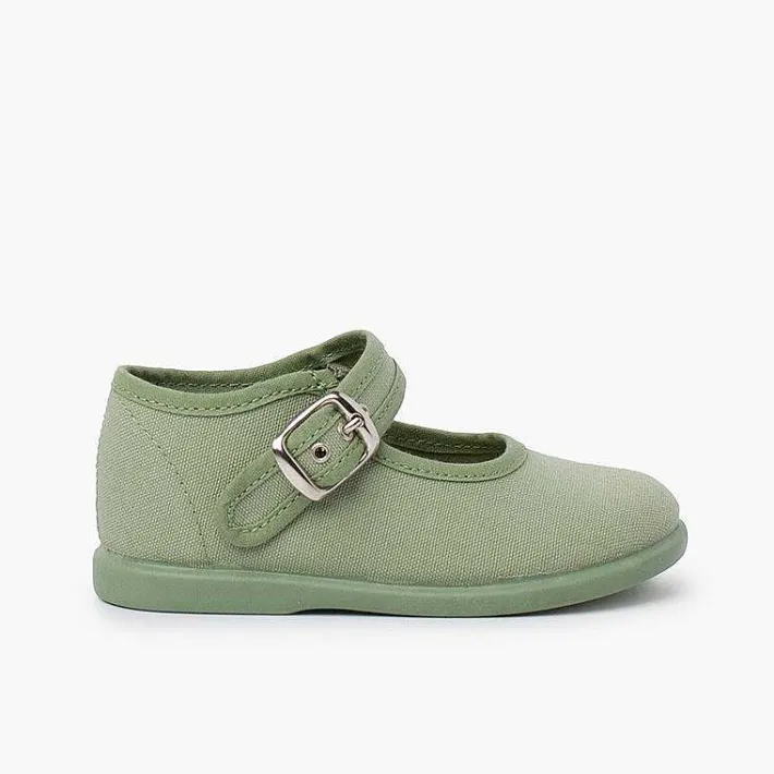Pisamonas Mary Janes>Girls Buckle Up Canvas Mary Janes